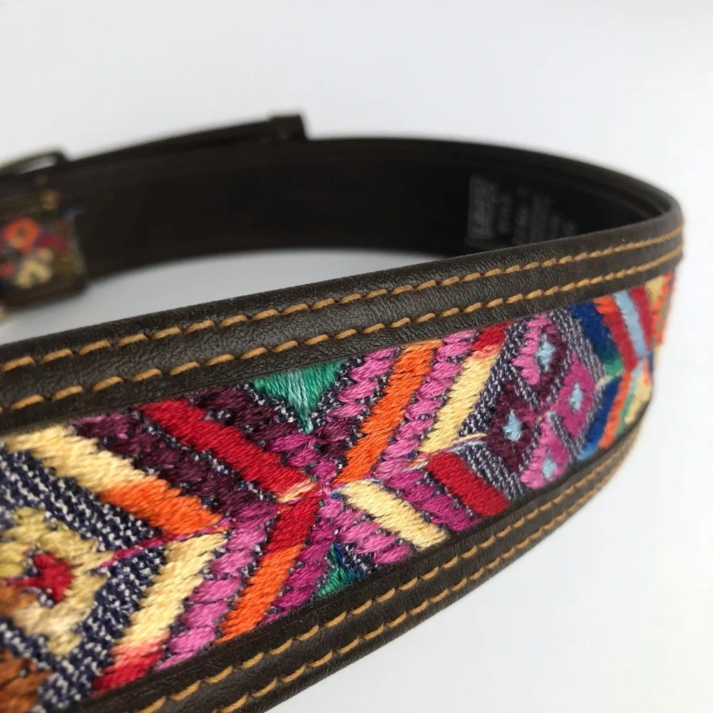 VTG LEVI'S Rare Orange Tab Embroidered Southwest Boho Belt Sz 36 Style 1240-2
